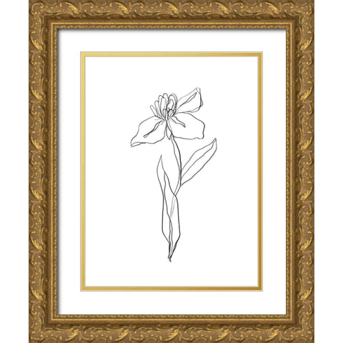 Simple Daffodil II Gold Ornate Wood Framed Art Print with Double Matting by Vess, June Erica