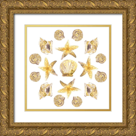 Seaside Kaleidoscope I Gold Ornate Wood Framed Art Print with Double Matting by Vess, June Erica