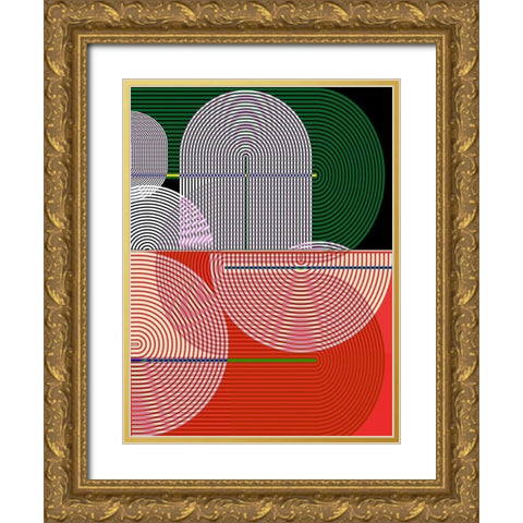 Graphic Colorful Shapes I Gold Ornate Wood Framed Art Print with Double Matting by Jasper, Sisa