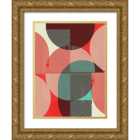 Graphic Colorful Shapes III Gold Ornate Wood Framed Art Print with Double Matting by Jasper, Sisa