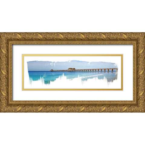 Virginia Beach Pier Gold Ornate Wood Framed Art Print with Double Matting by Jasper, Sisa