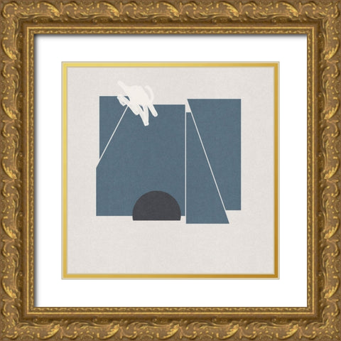 Blue Felt II Gold Ornate Wood Framed Art Print with Double Matting by Green, Jacob