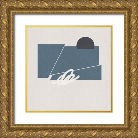 Blue Felt III Gold Ornate Wood Framed Art Print with Double Matting by Green, Jacob