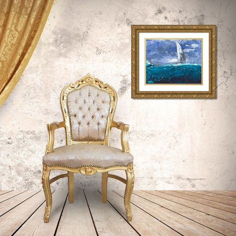 Sail Ho I Gold Ornate Wood Framed Art Print with Double Matting by Longley, Alicia