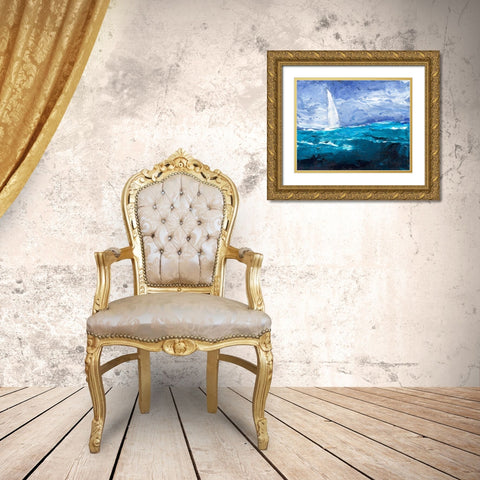 Sail Ho II Gold Ornate Wood Framed Art Print with Double Matting by Longley, Alicia
