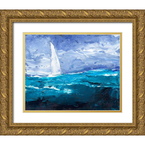 Sail Ho II Gold Ornate Wood Framed Art Print with Double Matting by Longley, Alicia
