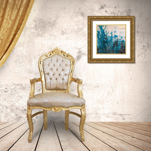 Going In Blue I Gold Ornate Wood Framed Art Print with Double Matting by Saunders, Alonzo