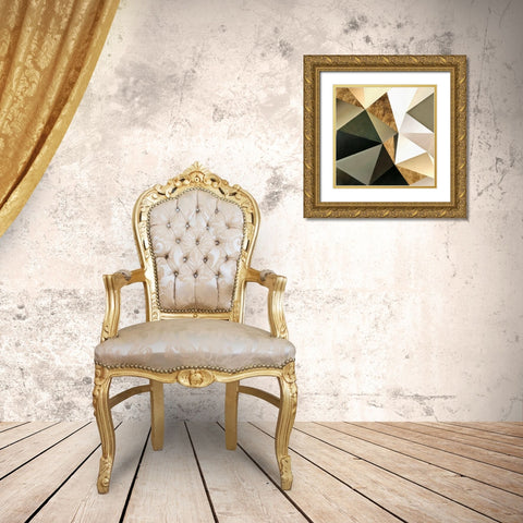 Gold Polygon Wall I Gold Ornate Wood Framed Art Print with Double Matting by Saunders, Alonzo
