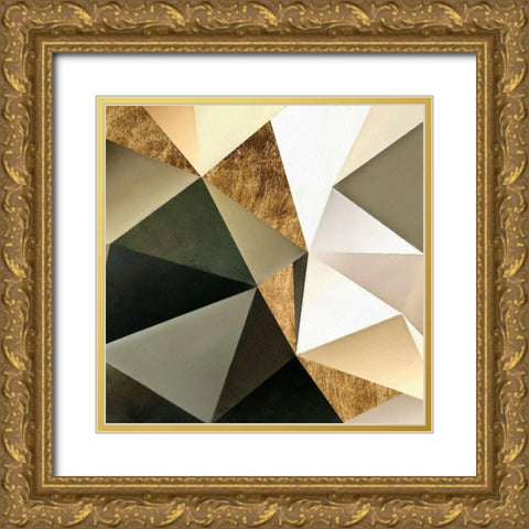 Gold Polygon Wall I Gold Ornate Wood Framed Art Print with Double Matting by Saunders, Alonzo