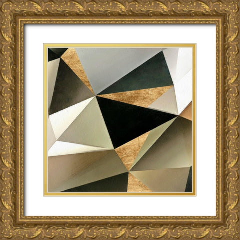 Gold Polygon Wall II Gold Ornate Wood Framed Art Print with Double Matting by Saunders, Alonzo