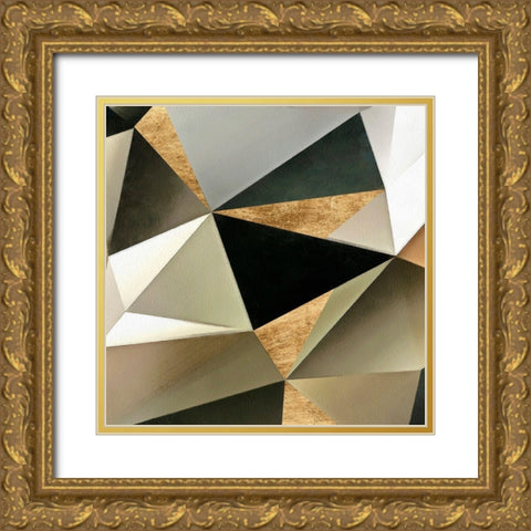 Gold Polygon Wall II Gold Ornate Wood Framed Art Print with Double Matting by Saunders, Alonzo