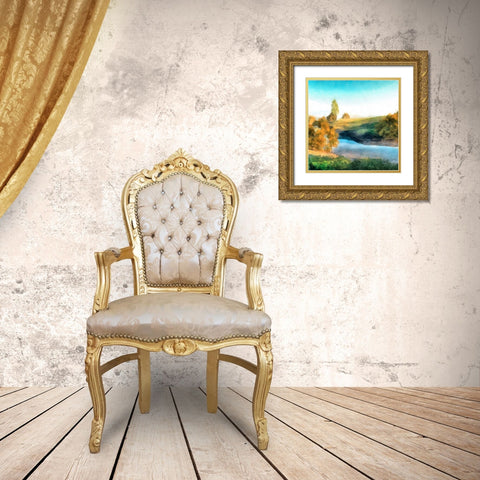 Down Stream I Gold Ornate Wood Framed Art Print with Double Matting by Saunders, Alonzo