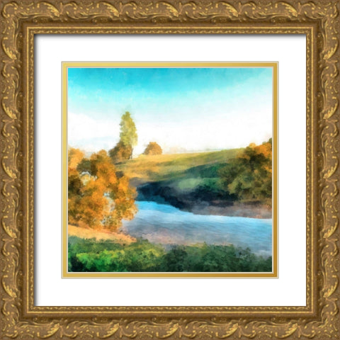 Down Stream I Gold Ornate Wood Framed Art Print with Double Matting by Saunders, Alonzo