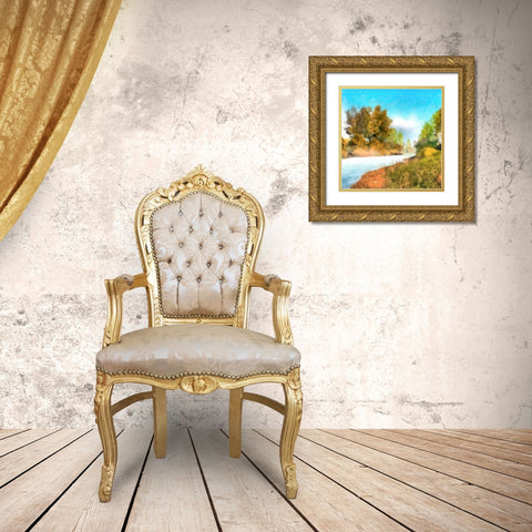 Down Stream II Gold Ornate Wood Framed Art Print with Double Matting by Saunders, Alonzo