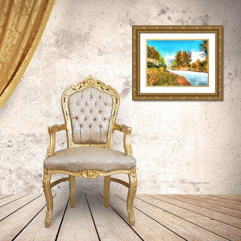 Down Stream IV Gold Ornate Wood Framed Art Print with Double Matting by Saunders, Alonzo
