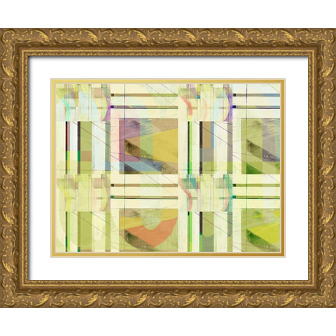Yellow Curves I Gold Ornate Wood Framed Art Print with Double Matting by Cartissi