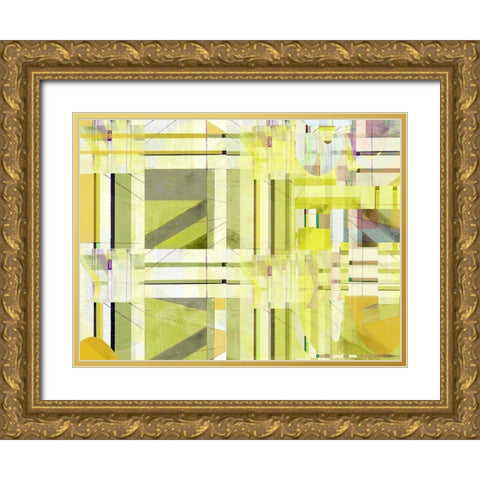 Yellow Curves III Gold Ornate Wood Framed Art Print with Double Matting by Cartissi
