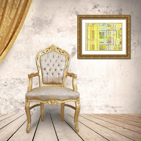 Yellow Curves IV Gold Ornate Wood Framed Art Print with Double Matting by Cartissi