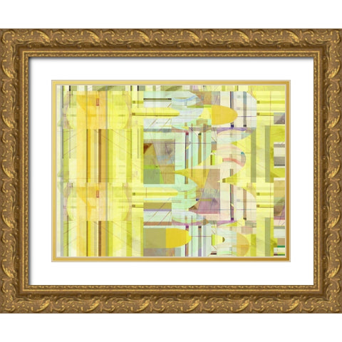 Yellow Curves IV Gold Ornate Wood Framed Art Print with Double Matting by Cartissi