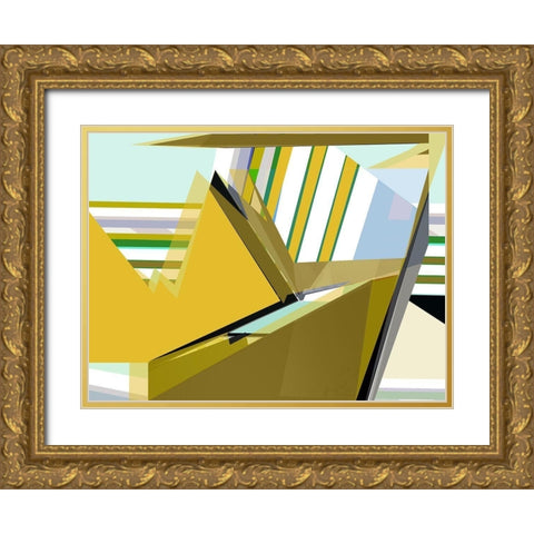 Yellow Mountains I Gold Ornate Wood Framed Art Print with Double Matting by Cartissi
