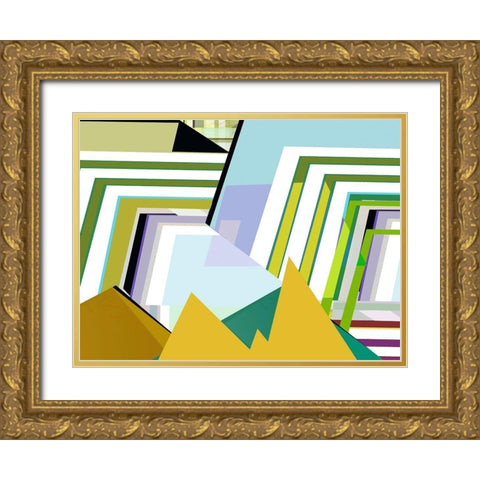 Yellow Mountains II Gold Ornate Wood Framed Art Print with Double Matting by Cartissi