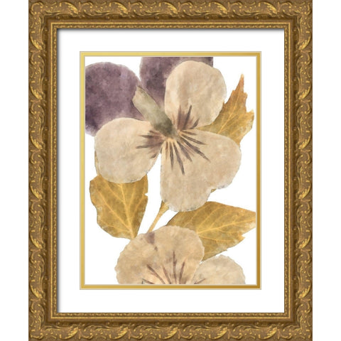 Neutral Pansy I Gold Ornate Wood Framed Art Print with Double Matting by Saunders, Alonzo