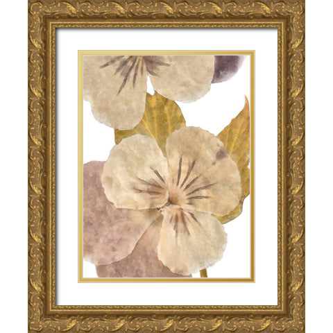 Neutral Pansy II Gold Ornate Wood Framed Art Print with Double Matting by Saunders, Alonzo