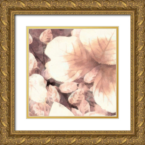 Blush Shaded Leaves I Gold Ornate Wood Framed Art Print with Double Matting by Saunders, Alonzo
