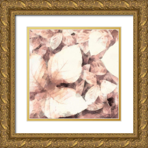 Blush Shaded Leaves II Gold Ornate Wood Framed Art Print with Double Matting by Saunders, Alonzo
