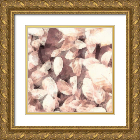 Blush Shaded Leaves III Gold Ornate Wood Framed Art Print with Double Matting by Saunders, Alonzo
