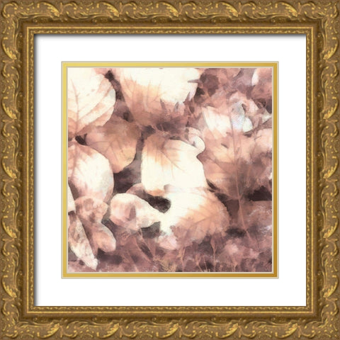 Blush Shaded Leaves IV Gold Ornate Wood Framed Art Print with Double Matting by Saunders, Alonzo
