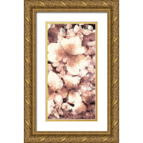 Blush Shaded Leaves V Gold Ornate Wood Framed Art Print with Double Matting by Saunders, Alonzo