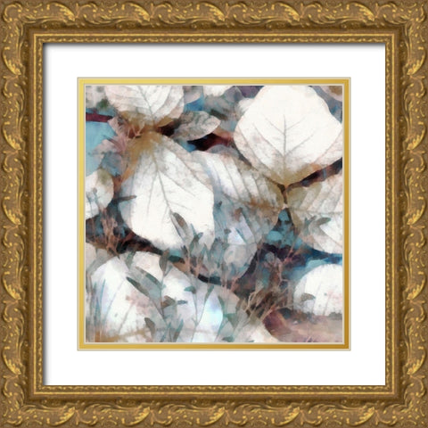 Neutral Summer Leaves I Gold Ornate Wood Framed Art Print with Double Matting by Saunders, Alonzo