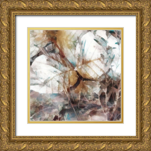 Neutral Summer Leaves II Gold Ornate Wood Framed Art Print with Double Matting by Saunders, Alonzo