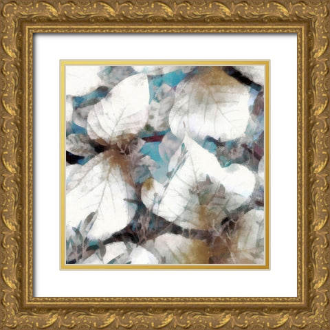 Neutral Summer Leaves III Gold Ornate Wood Framed Art Print with Double Matting by Saunders, Alonzo