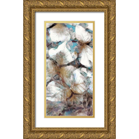 Neutral Summer Leaves IV Gold Ornate Wood Framed Art Print with Double Matting by Saunders, Alonzo