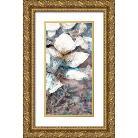 Neutral Summer Leaves V Gold Ornate Wood Framed Art Print with Double Matting by Saunders, Alonzo