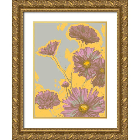 Pop Art Floral III Gold Ornate Wood Framed Art Print with Double Matting by Green, Jacob