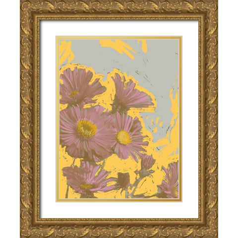 Pop Art Floral V Gold Ornate Wood Framed Art Print with Double Matting by Green, Jacob