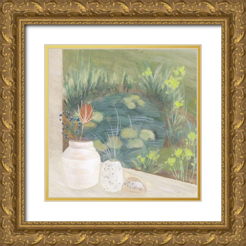 Window Plants IV Gold Ornate Wood Framed Art Print with Double Matting by Wang, Melissa