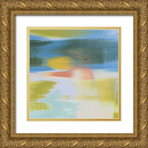 Rainbow Scrape I Gold Ornate Wood Framed Art Print with Double Matting by Caroline, Emma