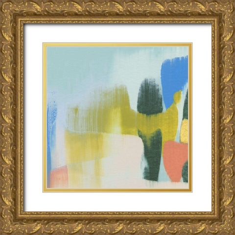 Rainbow Scrape III Gold Ornate Wood Framed Art Print with Double Matting by Caroline, Emma