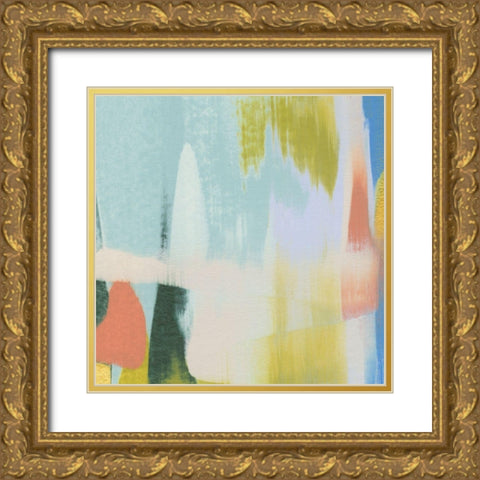 Rainbow Scrape IV Gold Ornate Wood Framed Art Print with Double Matting by Caroline, Emma