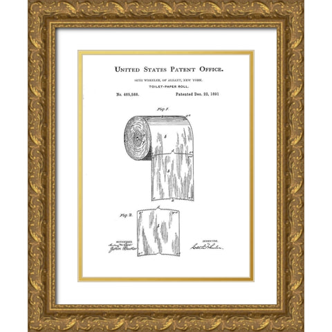 Bath Time Patents VI Gold Ornate Wood Framed Art Print with Double Matting by Studio W