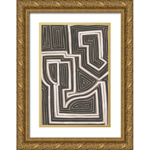 Abstract Maze I Gold Ornate Wood Framed Art Print with Double Matting by Moore, Regina