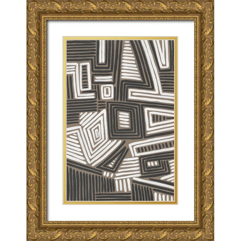 Abstract Maze II Gold Ornate Wood Framed Art Print with Double Matting by Moore, Regina