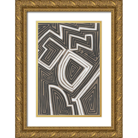 Abstract Maze III Gold Ornate Wood Framed Art Print with Double Matting by Moore, Regina