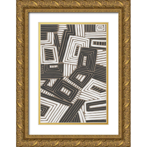 Abstract Maze IV Gold Ornate Wood Framed Art Print with Double Matting by Moore, Regina