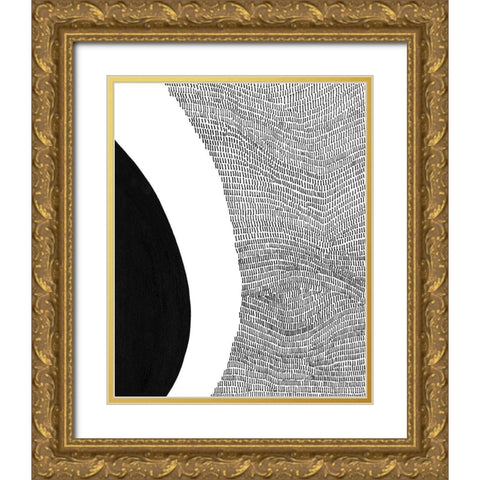Black and White Abstract II Gold Ornate Wood Framed Art Print with Double Matting by Moore, Regina
