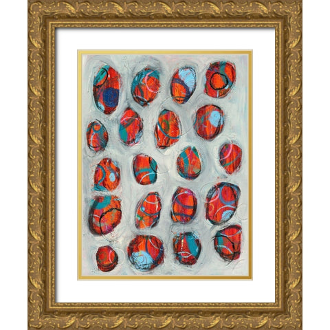Abstract Circles I Gold Ornate Wood Framed Art Print with Double Matting by Moore, Regina